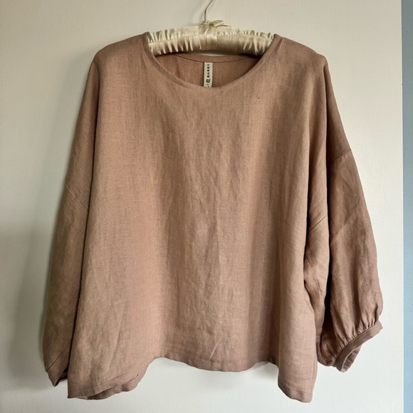 Like new Eli & Barry Puff Top 01 100% linen natural fibers balloon sleeve M L XL - Picture 2 of 15